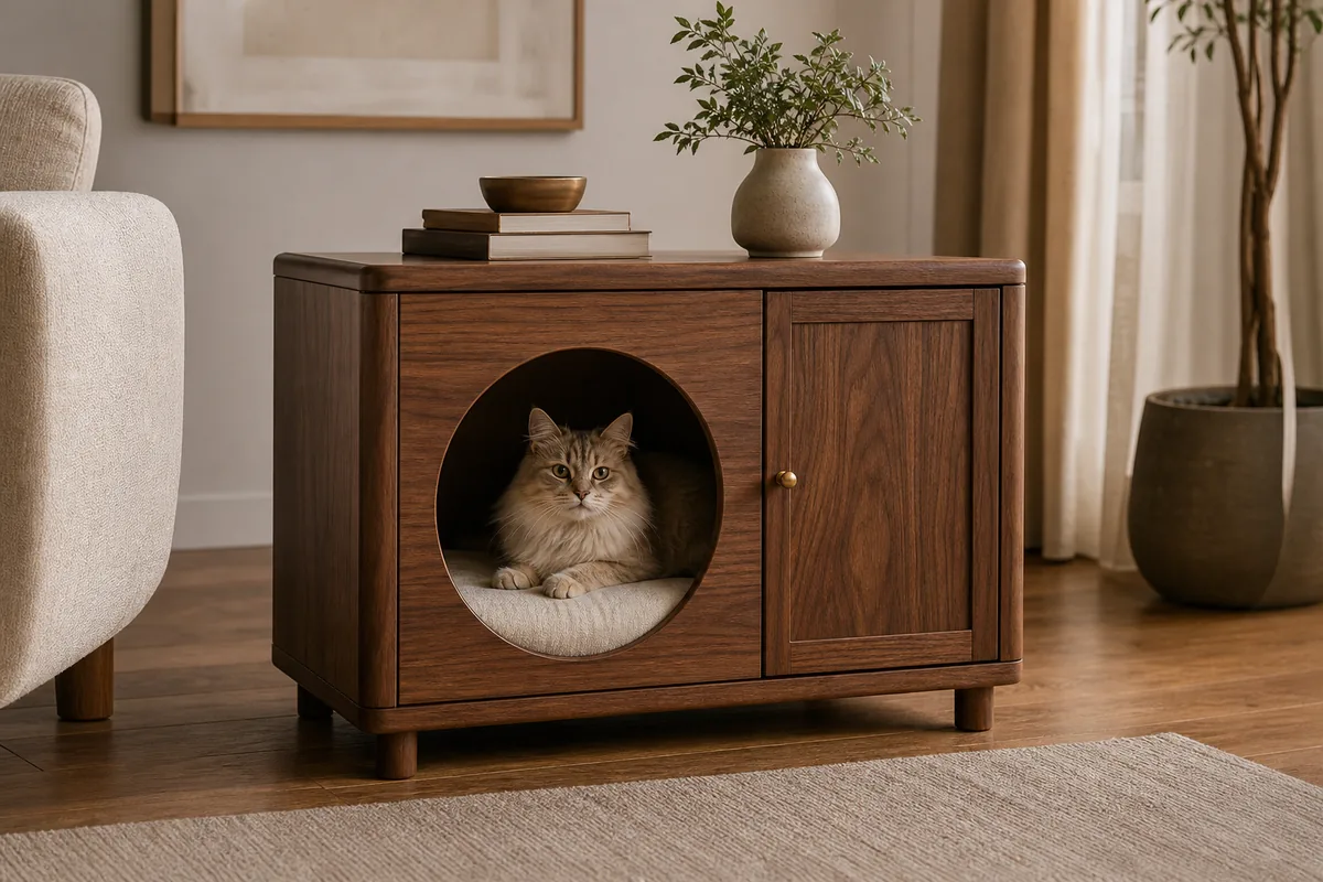 Wooden side table pet house